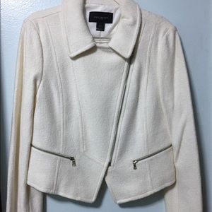 Ann Taylor Factory cream moto jacket Sz L